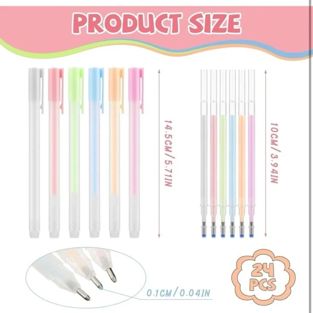 Fulmoon 24 Pieces Ball Point Glue Pen with Glue Refills for Quick Dry Pen for Pa